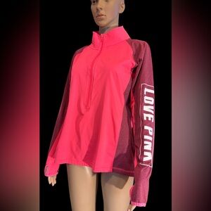PINK Victoria's Secret Two-Tone Pink Quarter-Zip Sweatshirt L